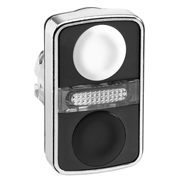 ZB4BW7A1720 – Head for illuminated double headed push button, Harmony XB4, white flush black flush push button 22mm unmarked