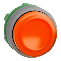 ZB5AW153C0 – Head for illuminated push button, Harmony XB5, grey bezel, orange projecting, 22mm, universal LED, spring return, plain lens