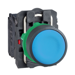 XB5AA65 – Push button, Harmony XB5, blue flush complete pushbutton 22mm spring return 1NO 1NC unmarked