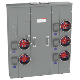 MP55125 – Meter center, MP Meter-Pak, 5 sockets, no bypass, 4 jaws, 500A bus, 125A max breaker rating, ringed