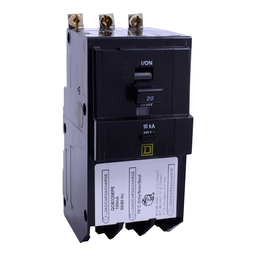 QOB320EPE – Mini circuit breaker, QO, 20A, 3 pole, 240VAC, 10kA, bolt on, 100mA grd fault B