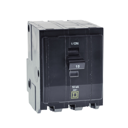 QO31535 – Mini circuit breaker, QO, 15A, 3 pole, 120/240VAC, 10kA, plug in, 50 deg C