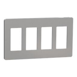 SQWP141004GY – Cover frame, X Series, 4 gangs, screwless, gray, matte finish