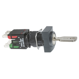 XB6DGC5B – Selector switch, Harmony XB6, black rectangular, 16mm, 2 positions, stay put, 1NO   1NC, key 200