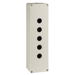 XAPG59505 – Die-cast empty control station, Harmony XAP, zinc alloy, grey, 5 cut-outs, 22mm 85 x 310 x 77 mm
