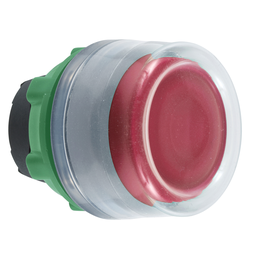 ZB5APA4C0 – Push button head, Harmony XB5, plastic, flush, red, 22mm, spring return, clear boot, unmarked, grey bezel