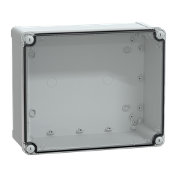 NSYTBS292412HT – ABS box IP66 IK07 RAL7035 Int.H275W225D120 Ext.H291W241D128 Transp.cover H60