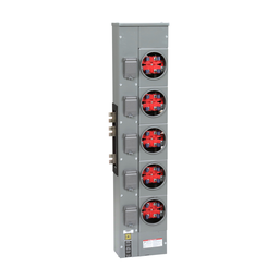 EZM115125X – Branch unit, EZ Meter-Pak, 125A, 5 x 4 jaw sockets, 120/240VAC, no bypass, ringed, 1200A Al/Cu busbar
