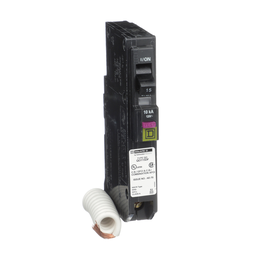 QO115DFC – Mini circuit breaker, QO, 15A, 1 pole, 120VAC, 10kA, plug in, dual function, pigtail, clam
