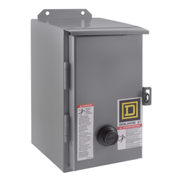 8536SBA2V02S – NEMA Motor Starter, Type S, nonreversing, Size 0, 18A, 5 HP at 460 VAC, 5 kA SCCR, 3 phase, 3 pole, melting alloy, 120 VAC coil, NEMA 12
