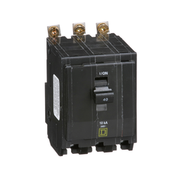 QOB340FT – Mini circuit breaker, QO, 40A, 3 pole, 120/240VAC, 10kA, bolt on, fungal treatment