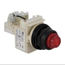 9001KT35LRR31 – Push-to-test pilot light, Harmony 9001K, metal, polycarbonate, fresnel, red, 30mm, LED red, 24-28V