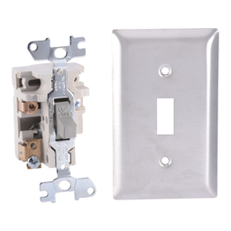 2510FS1 – Manual Starter, fractional horsepower, 16A, 1 pole, 1 HP at 277 VAC, toggle operated, no indicator, stainless flush