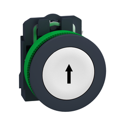 XB5FA3341 – Antimicrobial Push button flush mounted, Harmony XB5, plastic, white, 30mm, spring return, marked UP ARROW, 1NO