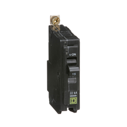 QOB115VH – Mini circuit breaker, QO, 15A, 1 pole, 120/240VAC, 22kA, bolt on