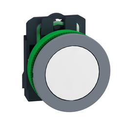 XB5FA11C0 – flush mounted pushbutton – white – 1NO – spring return cp grey
