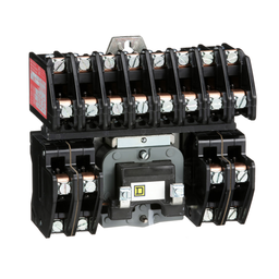 8903LO0012V02 – Contactor, Type L, multipole lighting, electrically held, 30A, 12 pole, 600V, 110/120VAC 50/60Hz coil, open style