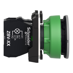 XB5FVM4C0 – Pilot light, Harmony XB5, red flush mounted, grey bezel, 30mm, universal LED, plain lens, 230…240V
