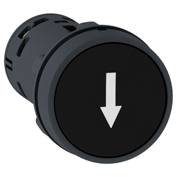 XB7NA21343 – Monolithic push button, Harmony XB7, plastic, black, 22mm, spring return, marked DOWN ARROW, 1NO