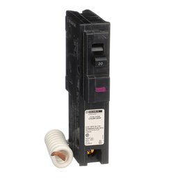 CHOM120DF – Mini circuit breaker, Homeline, 20A, 1 pole, 120VAC, 10kA AIR, combo ARC/ground fault, plug in, UL