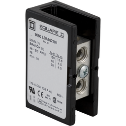 9080LBC162101 – Power distribution block, Linergy, 1 pole, 1 line, 1 load, 150A Cu, 600V