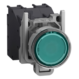 XB4BP383BM5GEX – Complete illuminated push button, Harmony XB4 – ATEX D, metal, green flush, 22mm, spring return, booted, 1NO, 24…254V AC/DC