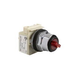 9001K11J1R – Illuminated selector switch head, Harmony 9001K, metal, standard handle, red, 30mm, 2 positions, stay put, 110-120V