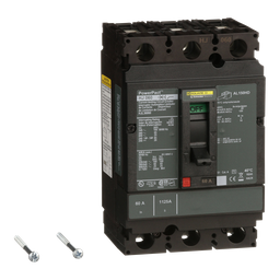HJL36060 – Circuit breaker, PowerPacT H, 60A, 3 pole, 600VAC, 25kA, lugs, thermal magnetic, 80%