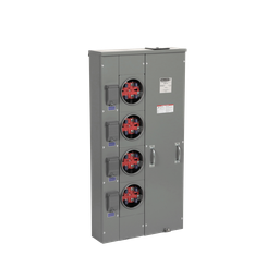 MP44125 – Meter center, MP Meter-Pak, 4 sockets, no bypass, 4 jaws, 400A bus, 125A max breaker rating, ringed
