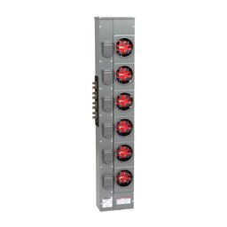 EZMR316125X – Branch unit, EZ Meter-Pak, 125A, 6 x 5 jaw sockets, 208Y/120VAC, no bypass, ringless, 1200A Al/Cu busbar