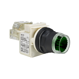 9001SK1L1G – Illuminated push-button head, Harmony 9001SK, plastic, plastic guard flush, green, 30mm, spring return, 110-120V