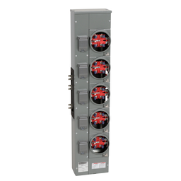 EZMR115125 – Branch unit, EZ Meter-Pak, 125A, 5 x 5 jaw sockets, 120/240VAC, no bypass, ringless, 800A Al busbar