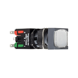 XB6CW1B1B – Complete illuminated push button, Harmony XB6, white square flush, 16mm, spring return 1NO 12…24V