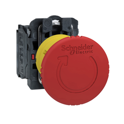XB5AS8442 – Emergency stop switching off, Harmony XB5, plastic, red mushroom 40mm, 22mm, trigger latching turn to release, 1NC
