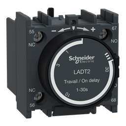 LADT2 – TeSys Deca, pneumatic time delay attachment, on delay, 0.1 to 30 sec, 1 NO and 1 NC, screw clamp terminals