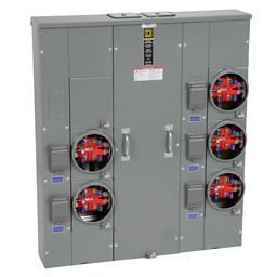 MPR55125 – Meter center, MP Meter-Pak, 5 sockets, no bypass, 5 jaws, 500A bus, 125A max breaker rating, ringless