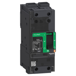 BDF26060 – Circuit breaker, PowerPacT B, 60A, 2 pole, 600Y/347VAC, 14kA, terminal nut, thermal magnetic, 80%