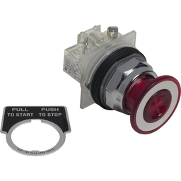 9001KR9RH6S10 – Push button, Harmony 9001K, metal, mushroom 41mm, red, 30mm, 2 positions, push pull, 1NC not fingersafe