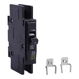 QOUR1153100 – Mini circuit breaker, QOU, 15A, 1 pole, 120/240 VAC, 10kA, field reversible lugs, mounting foot