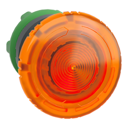 ZB5AW753 – Head for illuminated push button, Harmony XB5, plastic, orange mushroom 40mm, 22mm, latching turn to release, clear boot