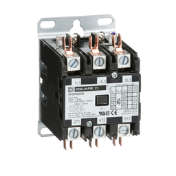 8910DPA43V09 – Contactor, Definite Purpose, 40A, 3 pole, 25HP at 575VAC, 3 phase, 208/240VAC 60Hz 220VAC 50Hz coil, open