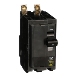 QOB225VH – Mini circuit breaker, QO, 25A, 2 pole, 120/240VAC, 22kA, bolt on