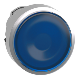 ZB4BH063 – Head for illuminated push button, Harmony XB4, metal, blue flush, 22mm, universal LED, push push, unmarked