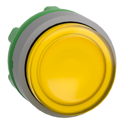 ZB5AW183C0 – Head for illuminated push button, Harmony XB5, grey bezel, yellow projecting, 22mm, universal LED, plain lens