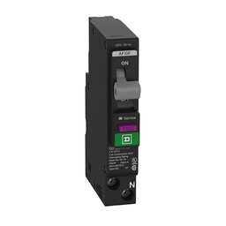 QO115VHPAFGF – Mini circuit breaker, QO, 15A, 1 pole, 120VAC, 22kA, plug in, combo ARC fault, 6mA grd fault A, plug on neutral