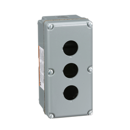 9001KY3 – 30mm Push Button, Types K or SK, empty push button enclosure, cast aluminium, three 30 mm holes, NEMA 4 and 13