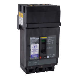 HJA361106 – Circuit breaker, PowerPacT H, 110A, 3 pole, 600VAC, 25kA, I-Line, thermal magnetic, 80%, CBA
