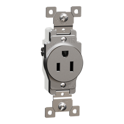 SQR42100GY – Socket-outlet, X Series, 15A, standard, single, tamper resistant, commercial, gray, matte finish