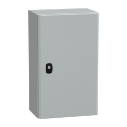 NSYS3D5320P – Wall mounted steel enclosure, PanelSeT S3D, plain door, with mounting plate, 500x300x200mm, IP66, IK10