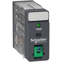 RXG22BD – interface plug in relay, Harmony Electromechanical Relays, 5A, 2CO, with LED, lockable test but to n, 24V DC